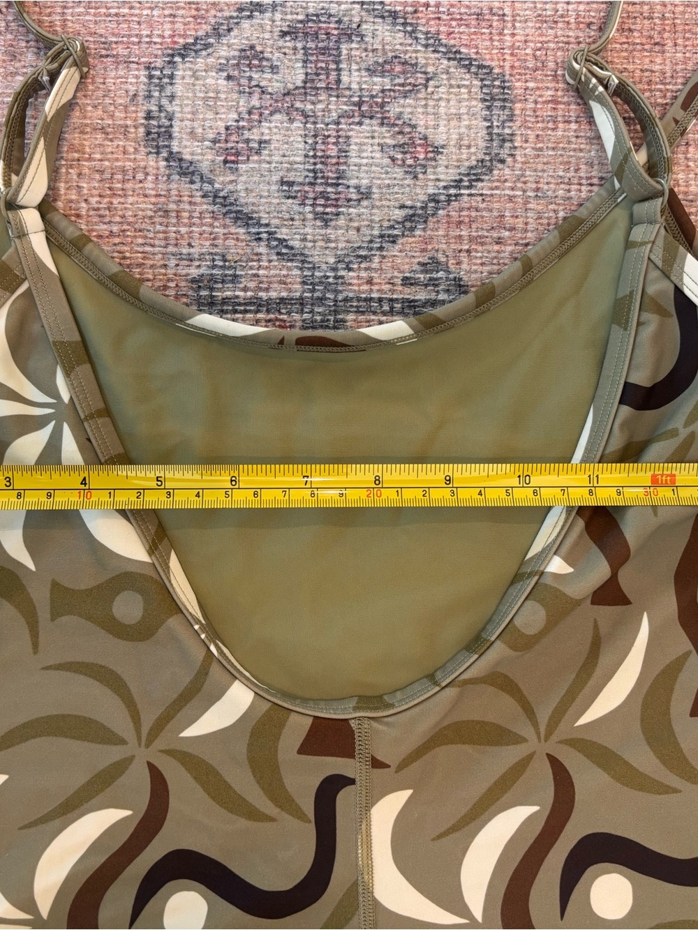 Olive Green Abstract-Print One-Piece Swim Romper - Picture 4 of 5